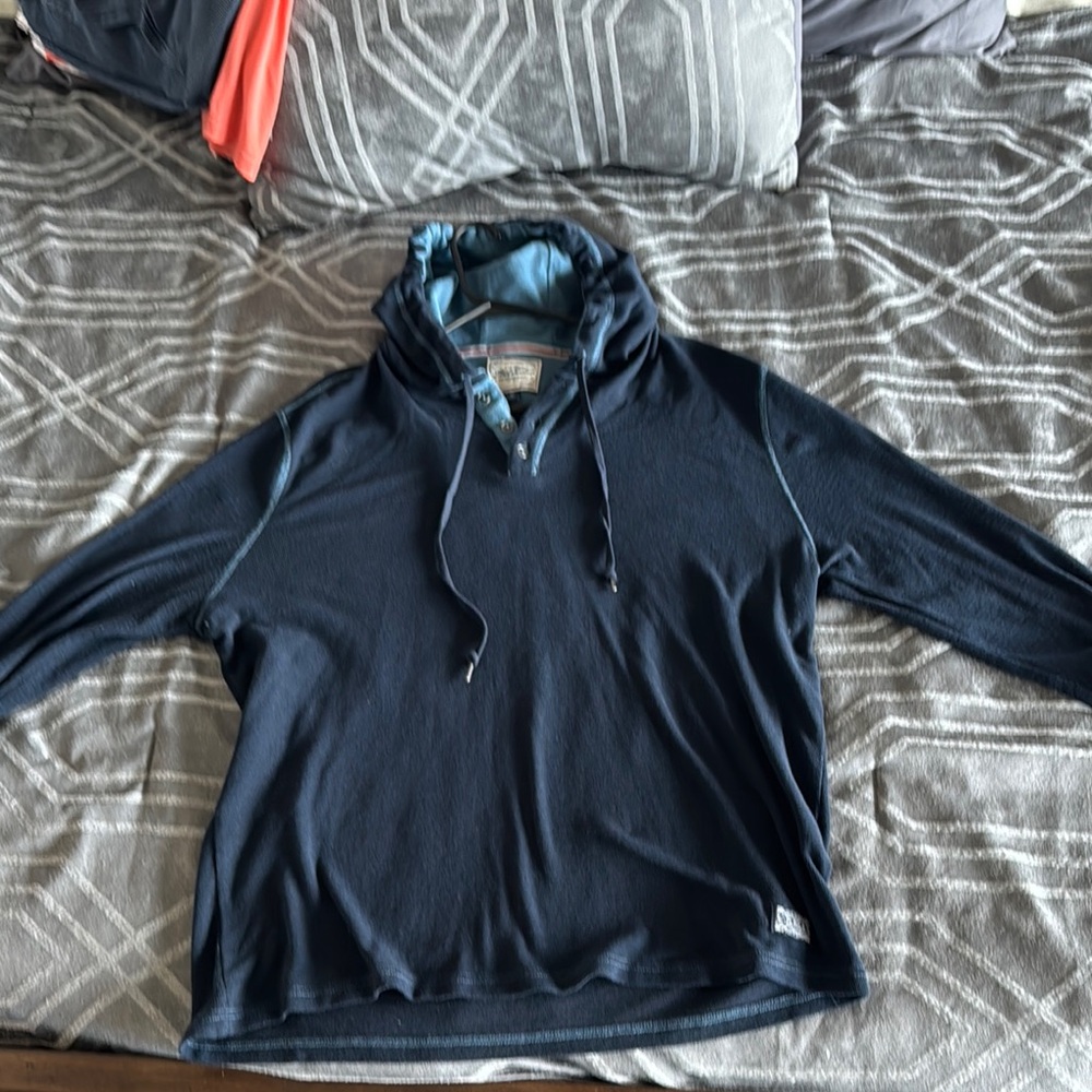 Blue Hooded Sweatshirt with Long Sleeves and Relaxed Fit